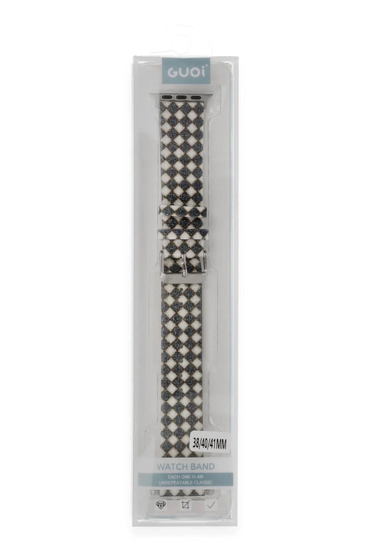 Newface Apple Watch 38mm Karo Motif Kordon - Siyah