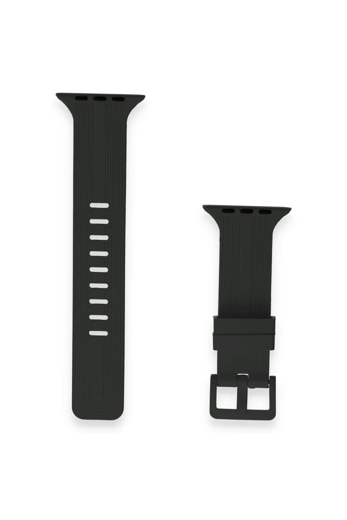 Newface Apple Watch 38mm KR408 Çizgili Silikon Kordon - Siyah