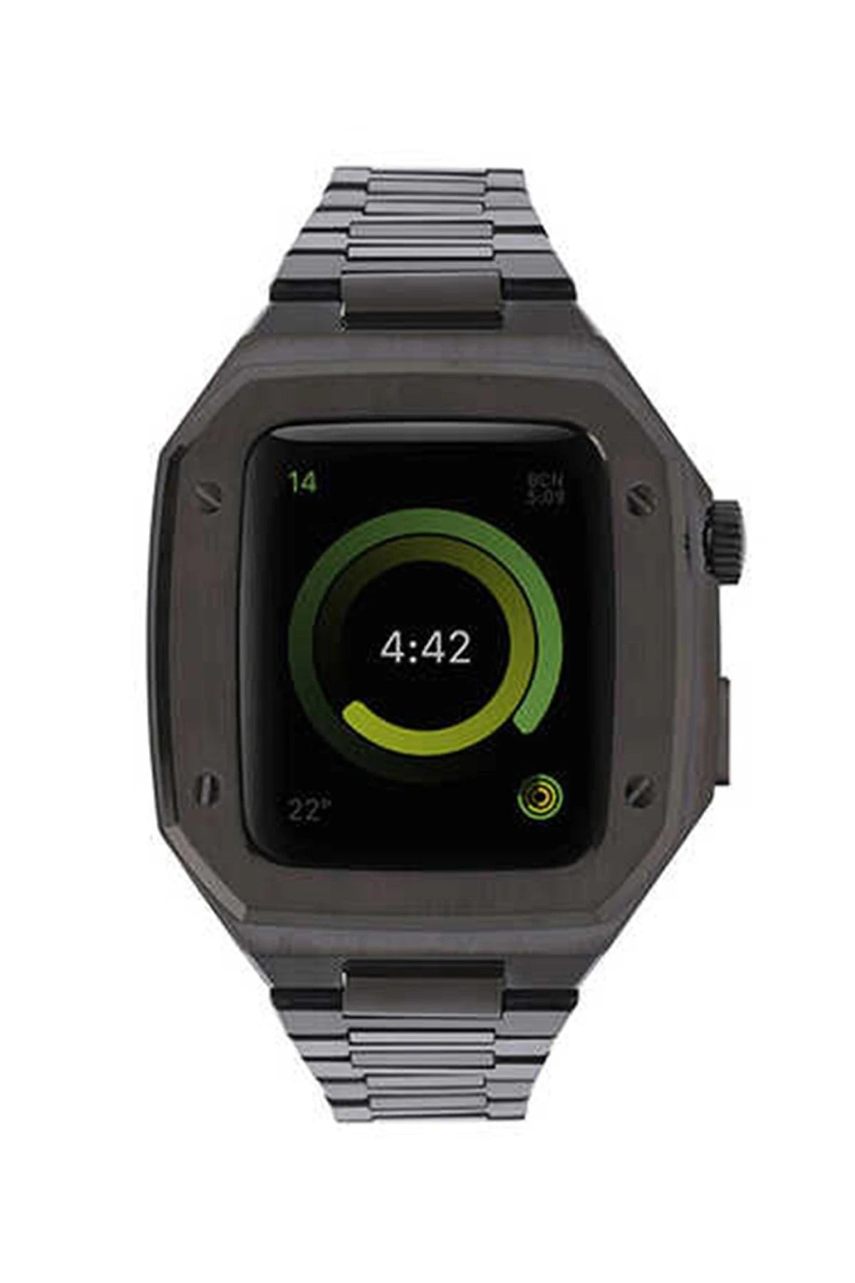 Newface Apple Watch 44mm Metal Petek Kasalı Kordon - Siyah