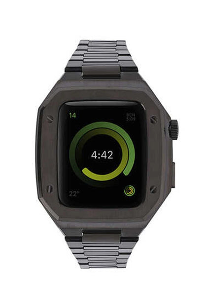 Newface Apple Watch 44mm Metal Petek Kasalı Kordon - Siyah