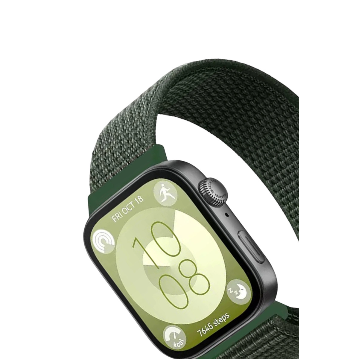 Huawei Fit 4 Hasırlı Cırtcırtlı Kordon - Koyu Yeşil