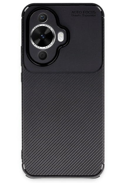Newface Huawei Nova 12S Kılıf Auto Focus Karbon Kapak - Siyah