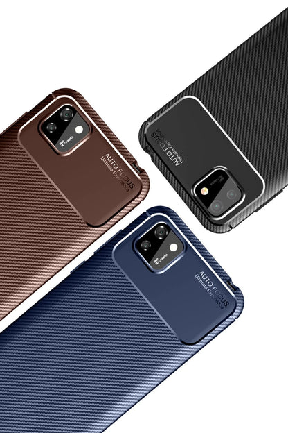 Newface Huawei Y5P Kılıf Auto Focus Karbon Kapak - Siyah