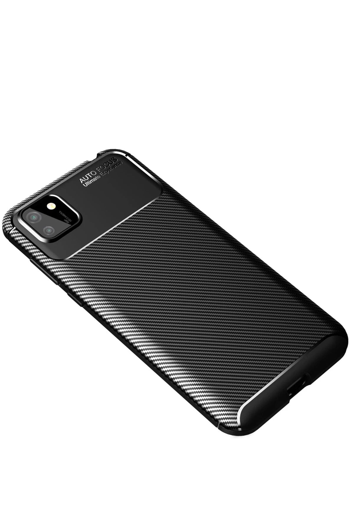 Newface Huawei Y5P Kılıf Auto Focus Karbon Kapak - Siyah