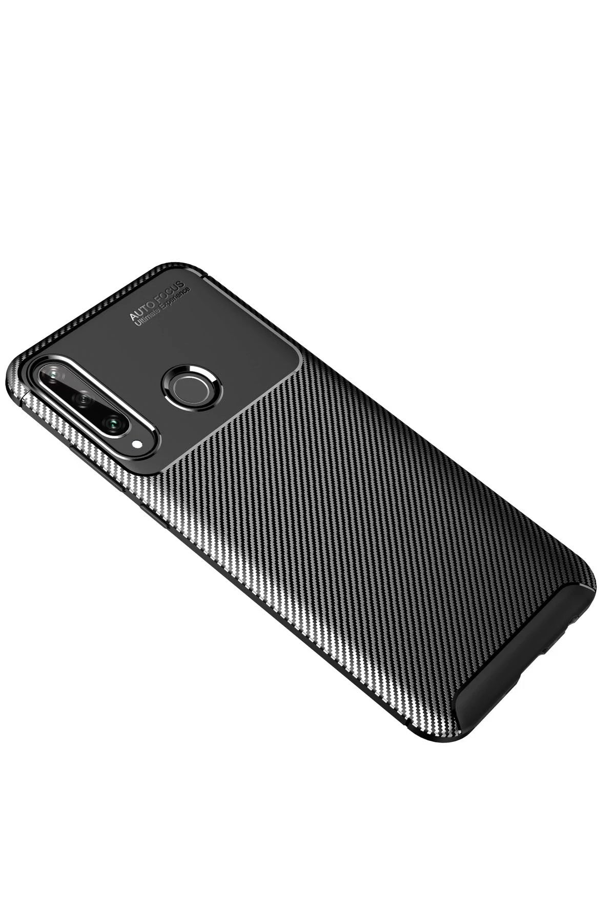 Newface Huawei Y6P Kılıf Auto Focus Karbon Kapak - Siyah