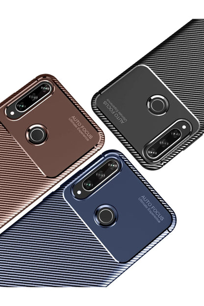 Newface Huawei Y6P Kılıf Auto Focus Karbon Kapak - Siyah