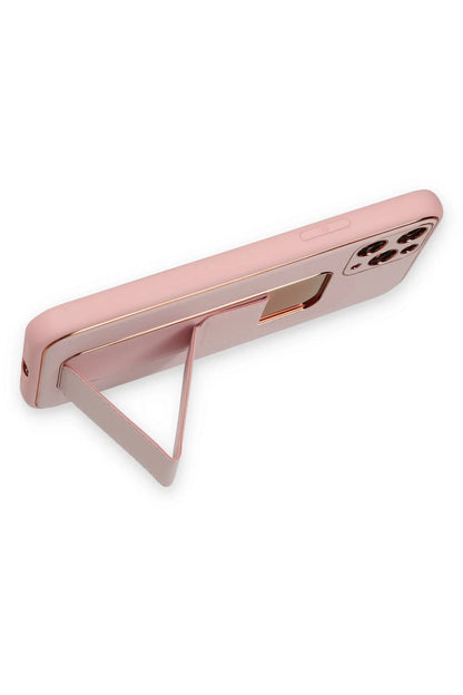 Newface Apple iPhone 11 Pro Max Kılıf Coco Deri Standlı Kapak - Pembe