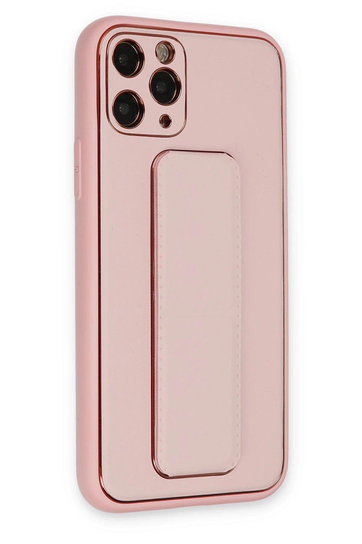 Newface Apple iPhone 11 Pro Max Kılıf Coco Deri Standlı Kapak - Pembe
