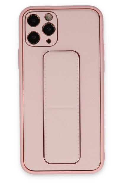 Newface Apple iPhone 11 Pro Max Kılıf Coco Deri Standlı Kapak - Pembe