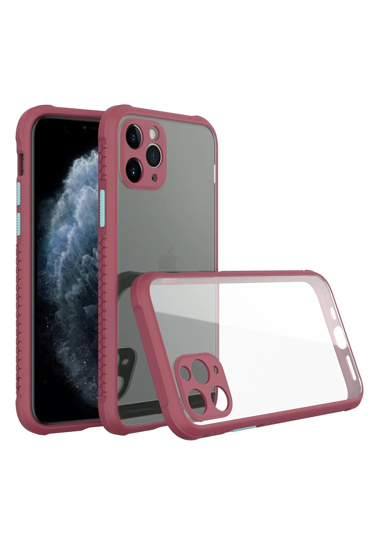 Newface Apple iPhone 11 Pro Max Kılıf Miami Şeffaf Silikon - Fuşya