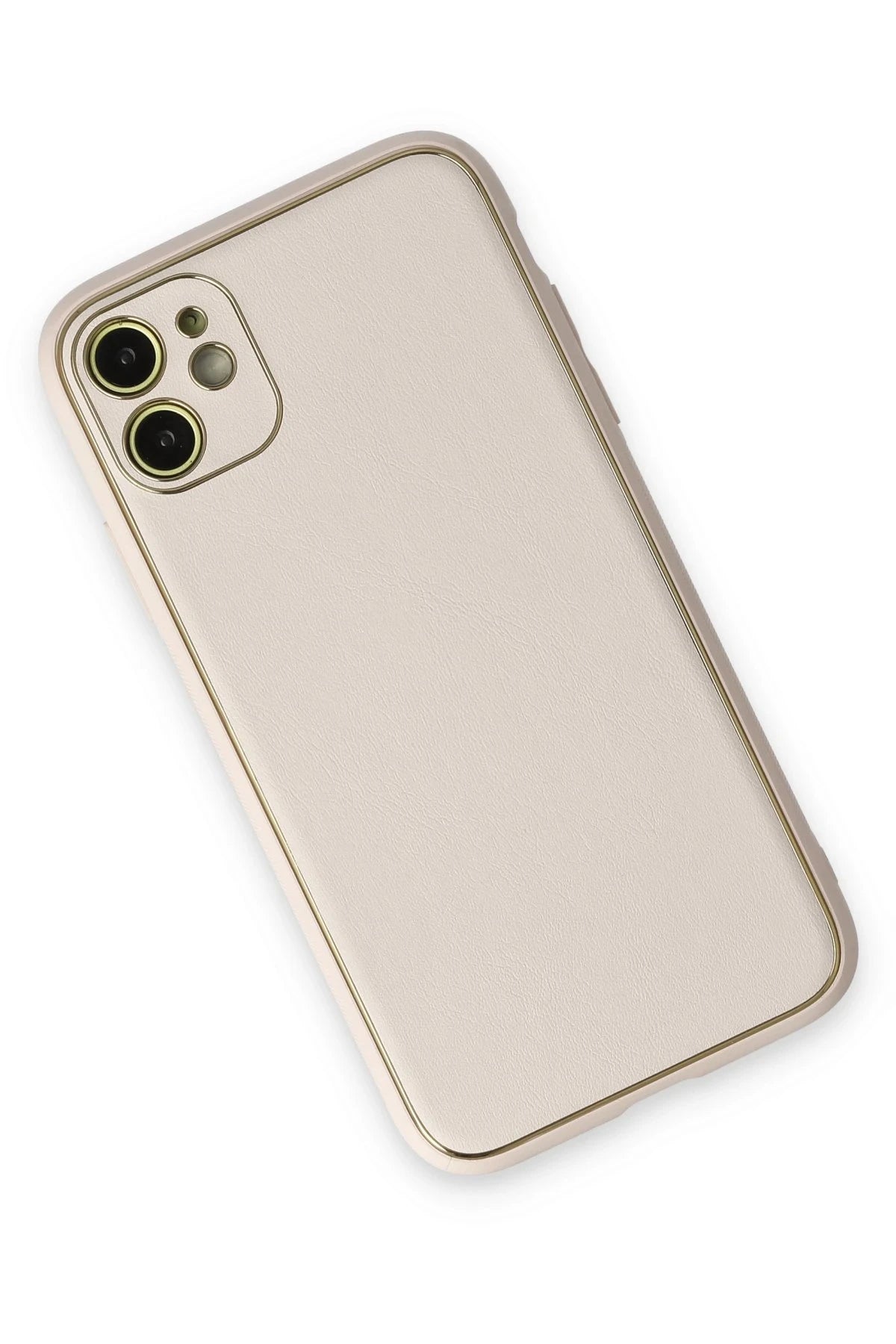 Newface Apple iPhone 12 Kılıf Coco Deri Silikon Kapak - Beyaz