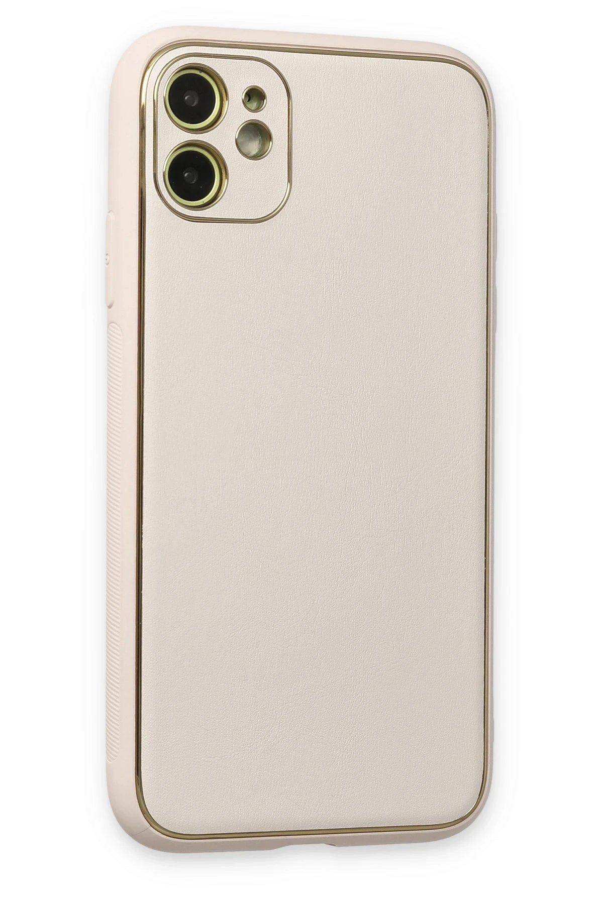 Newface Apple iPhone 12 Kılıf Coco Deri Silikon Kapak - Beyaz