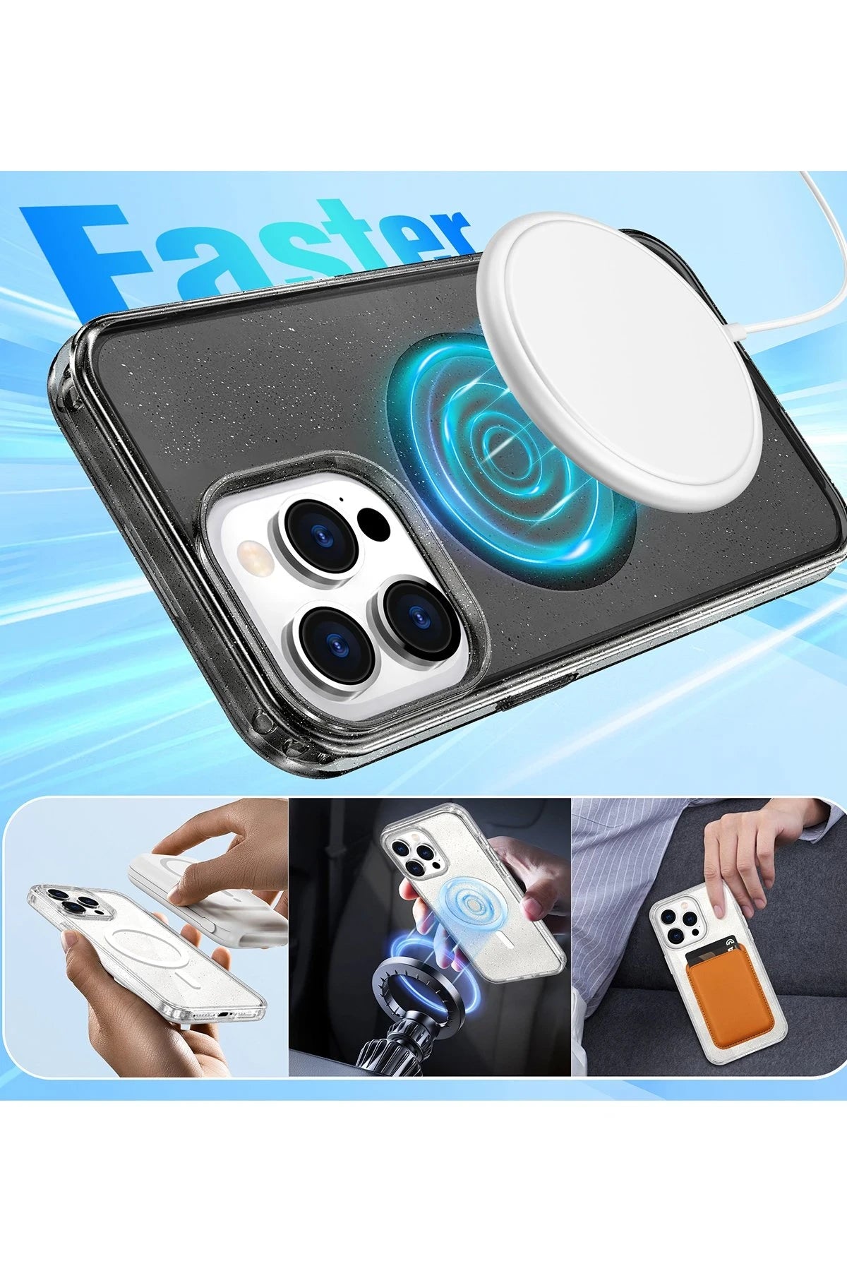 Newface Apple iPhone 12 Kılıf Star Magsafe Kapak - Turuncu