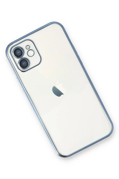 Newface Apple iPhone 12 Kılıf Razer Lensli Silikon - Açık Mavi