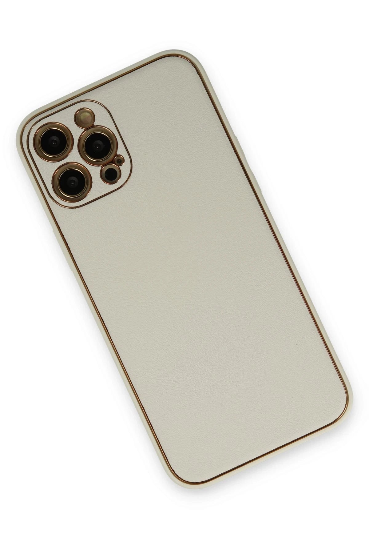 Newface Apple iPhone 12 Pro Kılıf Coco Deri Silikon Kapak - Beyaz