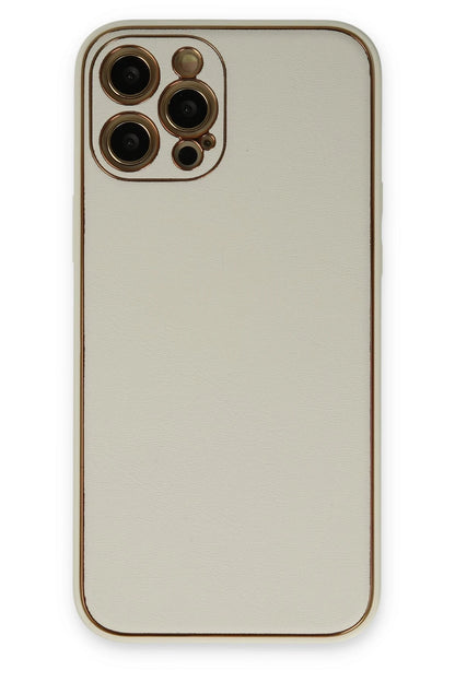 Newface Apple iPhone 12 Pro Kılıf Coco Deri Silikon Kapak - Beyaz