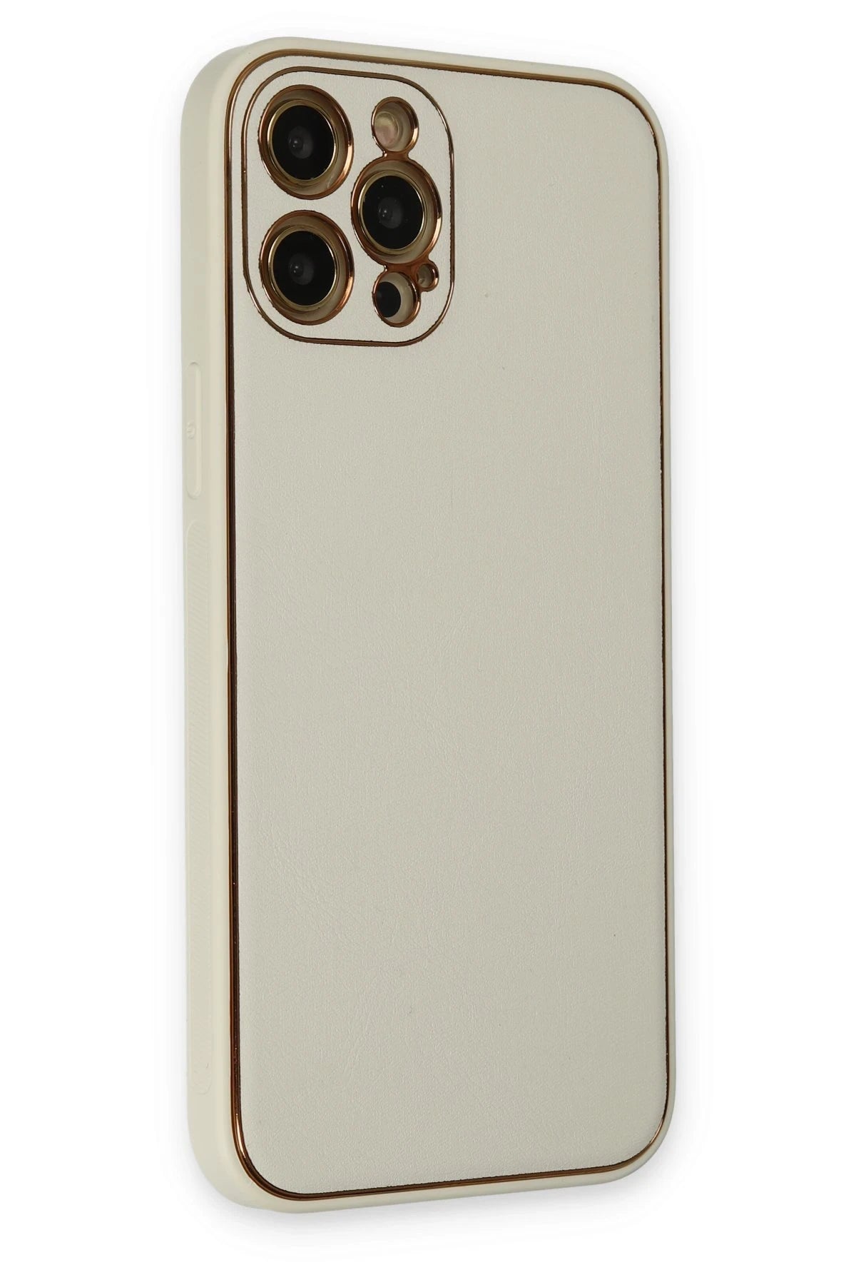 Newface Apple iPhone 12 Pro Kılıf Coco Deri Silikon Kapak - Beyaz