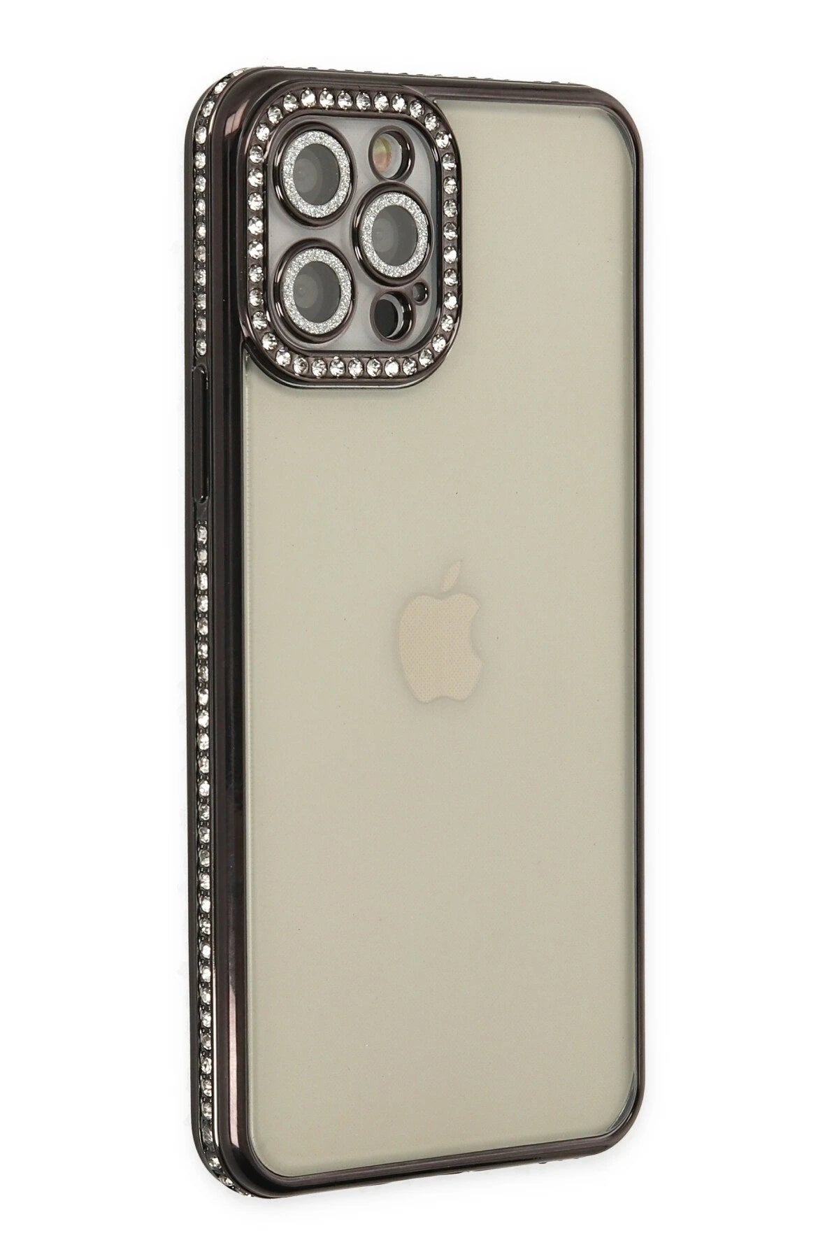 Newface Apple iPhone 12 Pro Kılıf Joke Taşlı Silikon - Siyah