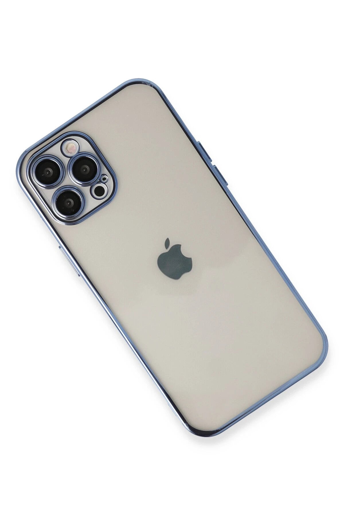 Newface Apple iPhone 12 Pro Kılıf Razer Lensli Silikon - Açık Mavi