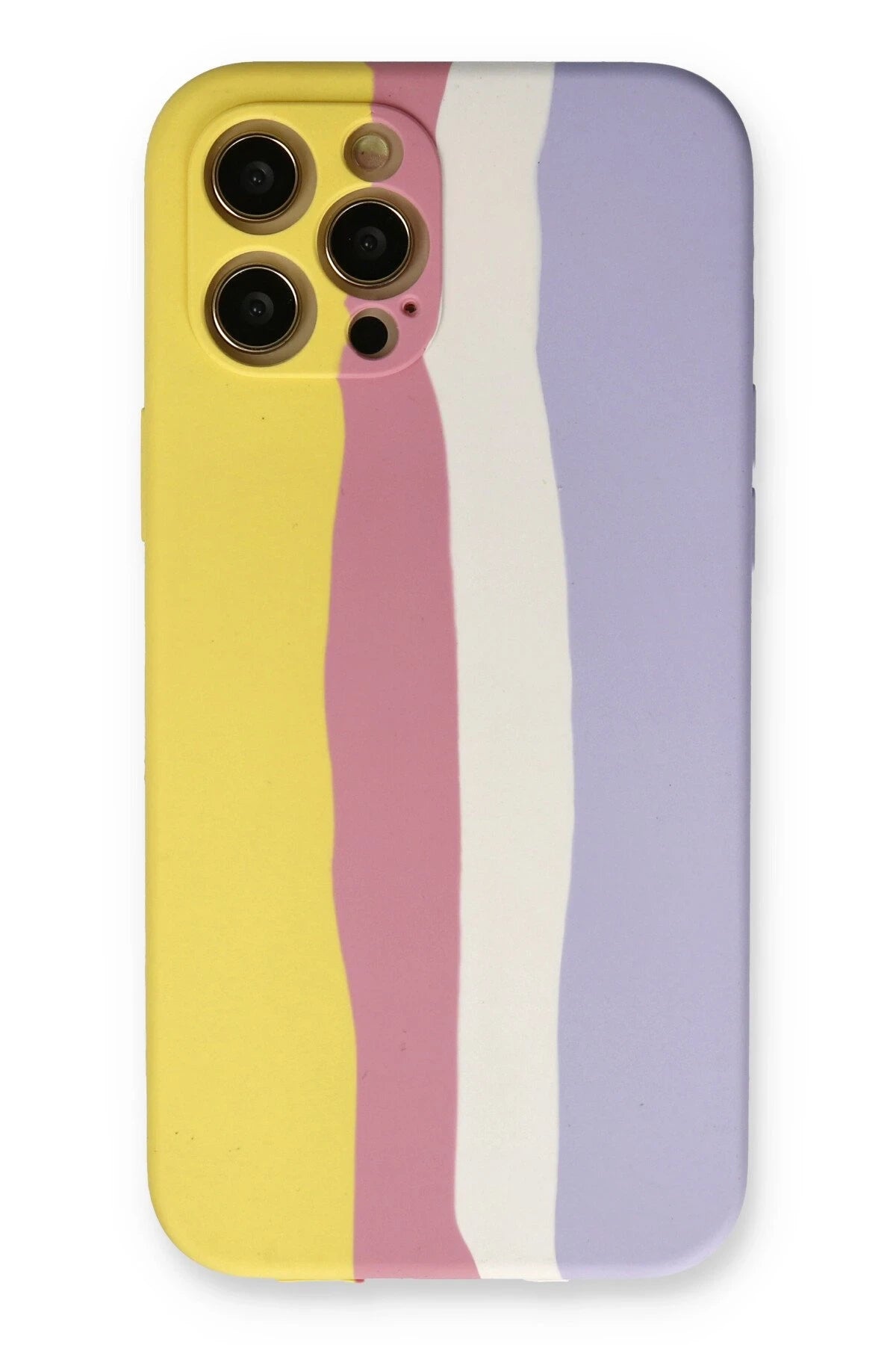 Newface Apple iPhone 12 Pro Max Kılıf Ebruli Lansman Silikon - Sarı-Mavi