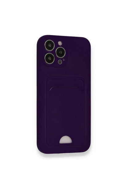 Newface Apple iPhone 12 Pro Max Kılıf Kelvin Kartvizitli Silikon - Derin Mor