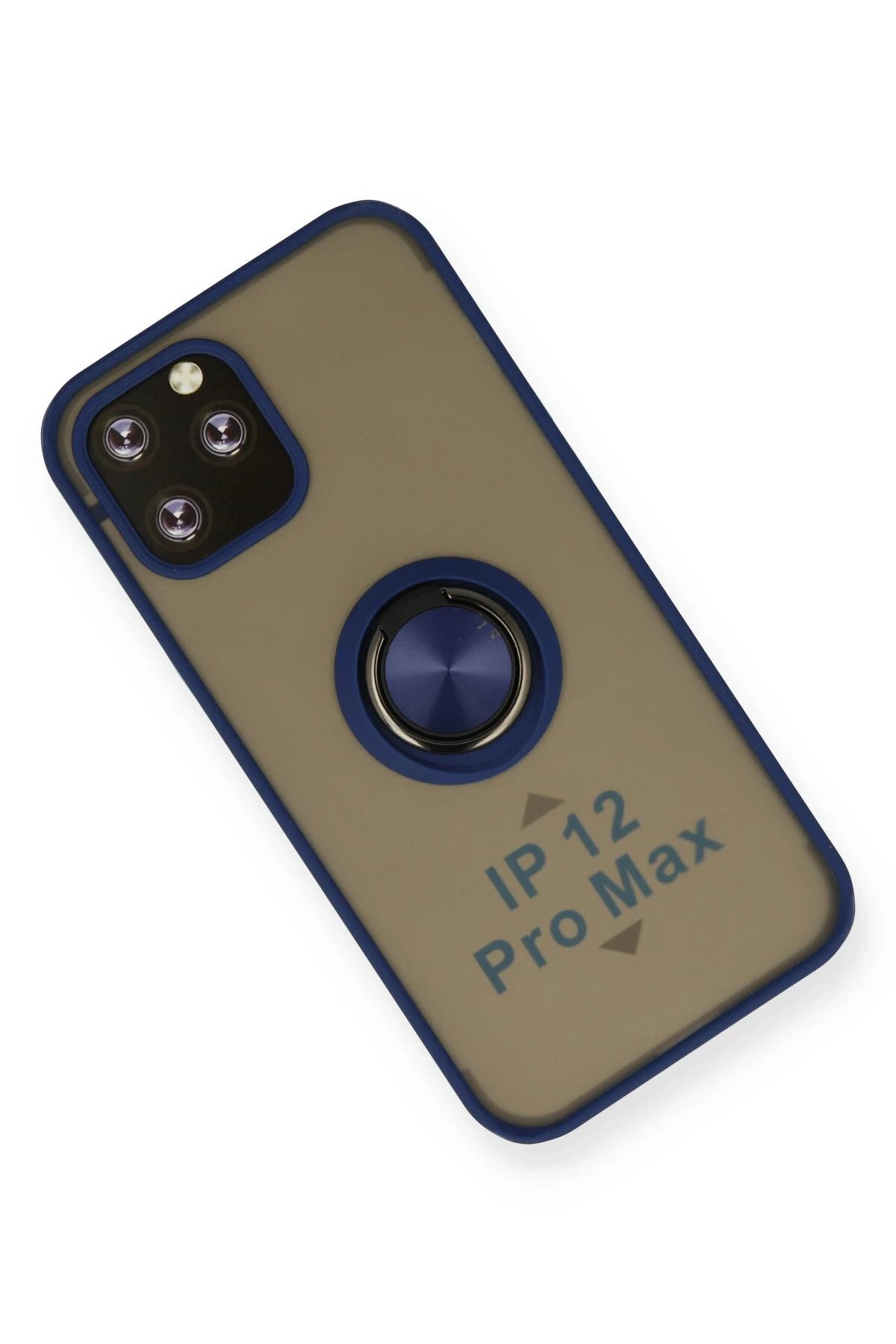 Newface Apple iPhone 12 Pro Max Kılıf Montreal Yüzüklü Silikon Kapak - Lacivert