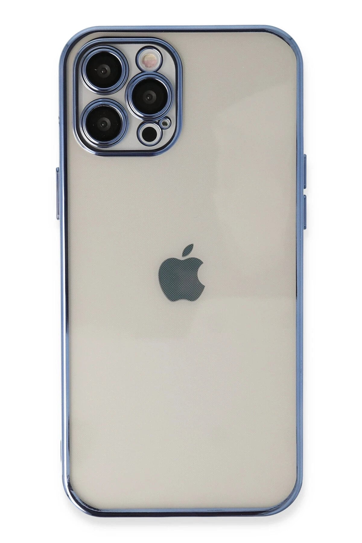 Newface Apple iPhone 12 Pro Max Kılıf Razer Lensli Silikon - Açık Mavi