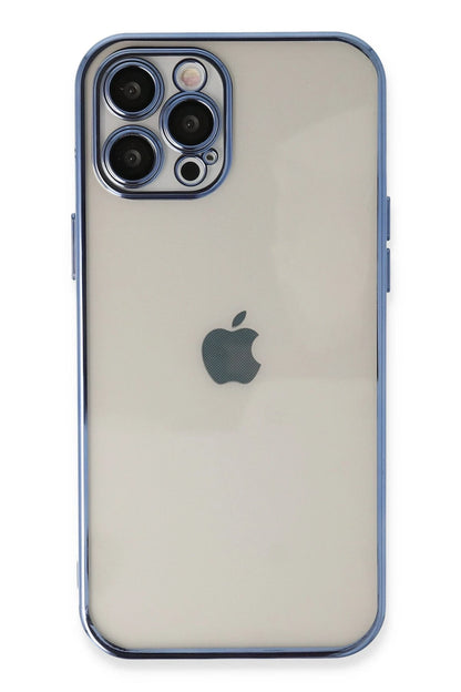 Newface Apple iPhone 12 Pro Max Kılıf Razer Lensli Silikon - Açık Mavi