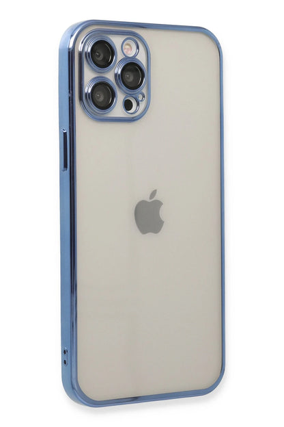 Newface Apple iPhone 12 Pro Max Kılıf Razer Lensli Silikon - Açık Mavi