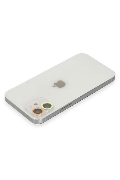 Newface Apple iPhone 12 Renkli Kamera Lens Koruma Cam - Sarı-Turuncu