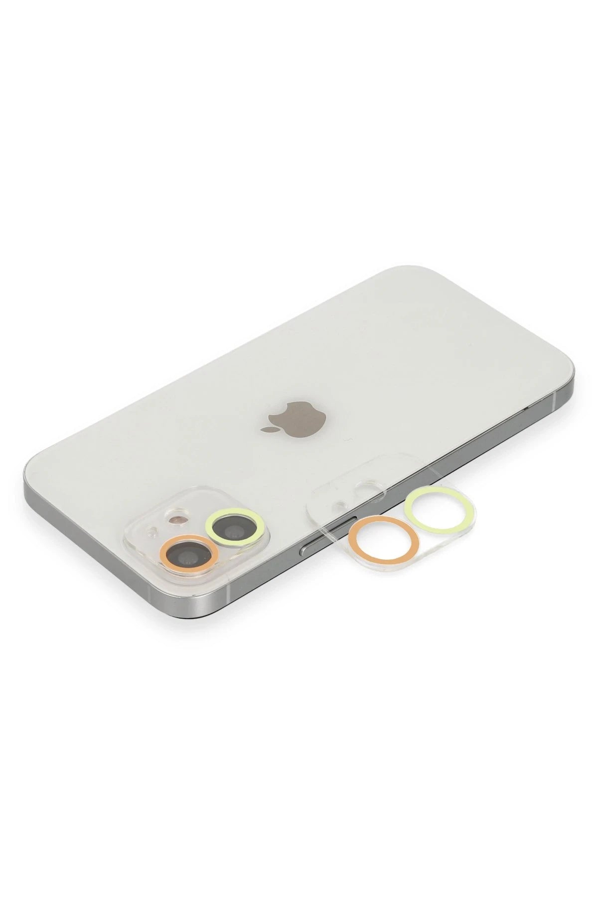 Newface Apple iPhone 12 Renkli Kamera Lens Koruma Cam - Sarı-Turuncu