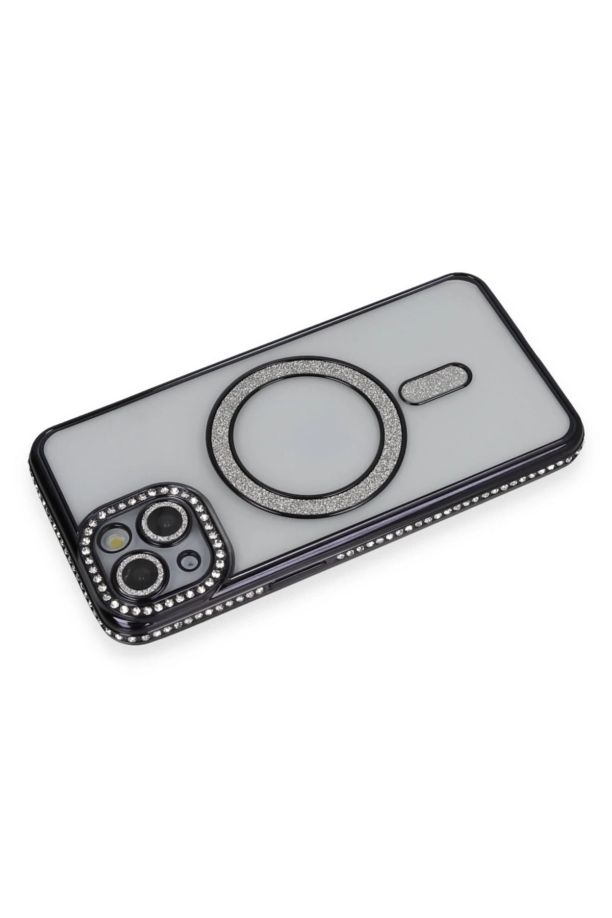 Newface Apple iPhone 13 Kılıf Joke Simli Magneticsafe Kılıf - Siyah