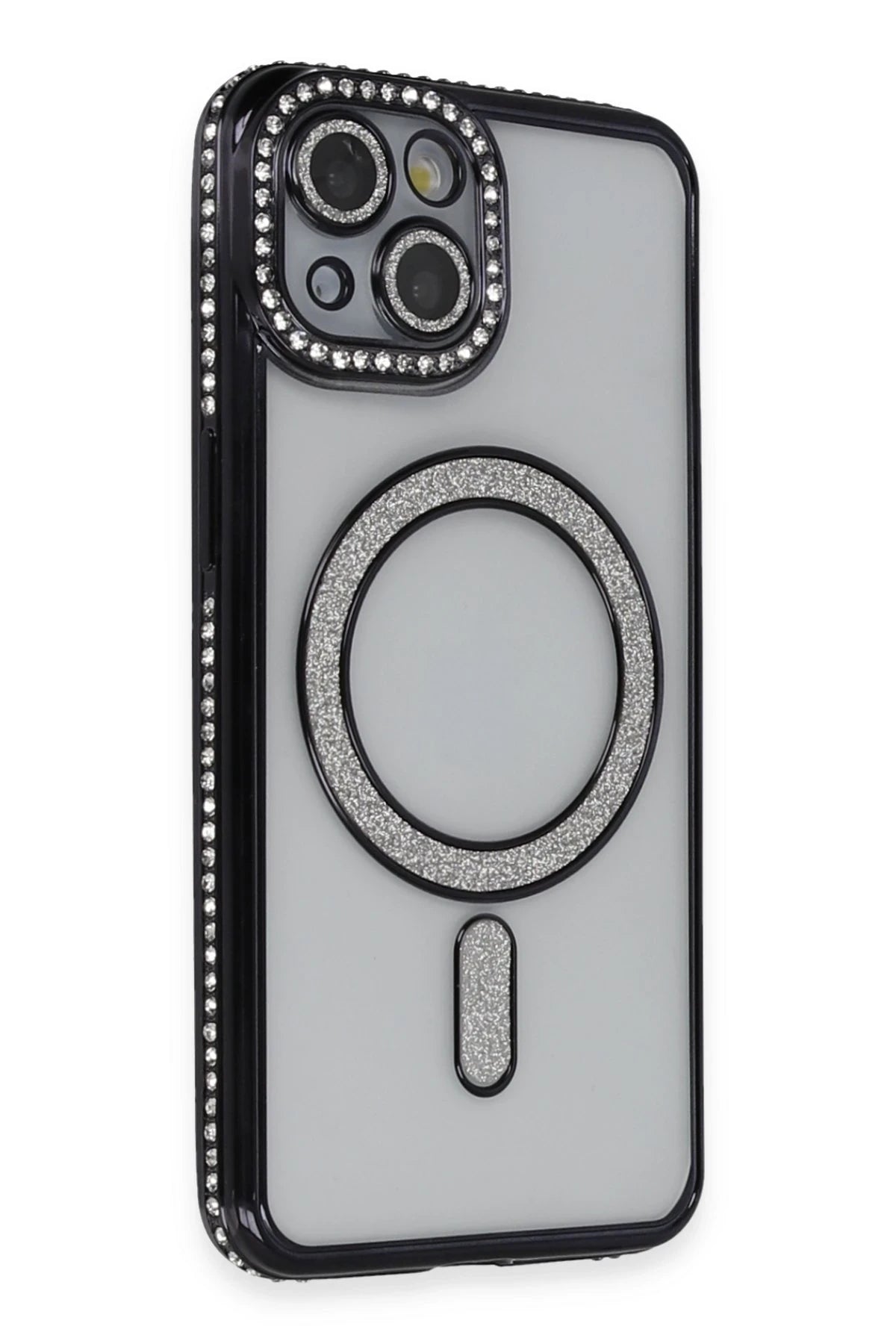Newface Apple iPhone 13 Kılıf Joke Simli Magneticsafe Kılıf - Siyah