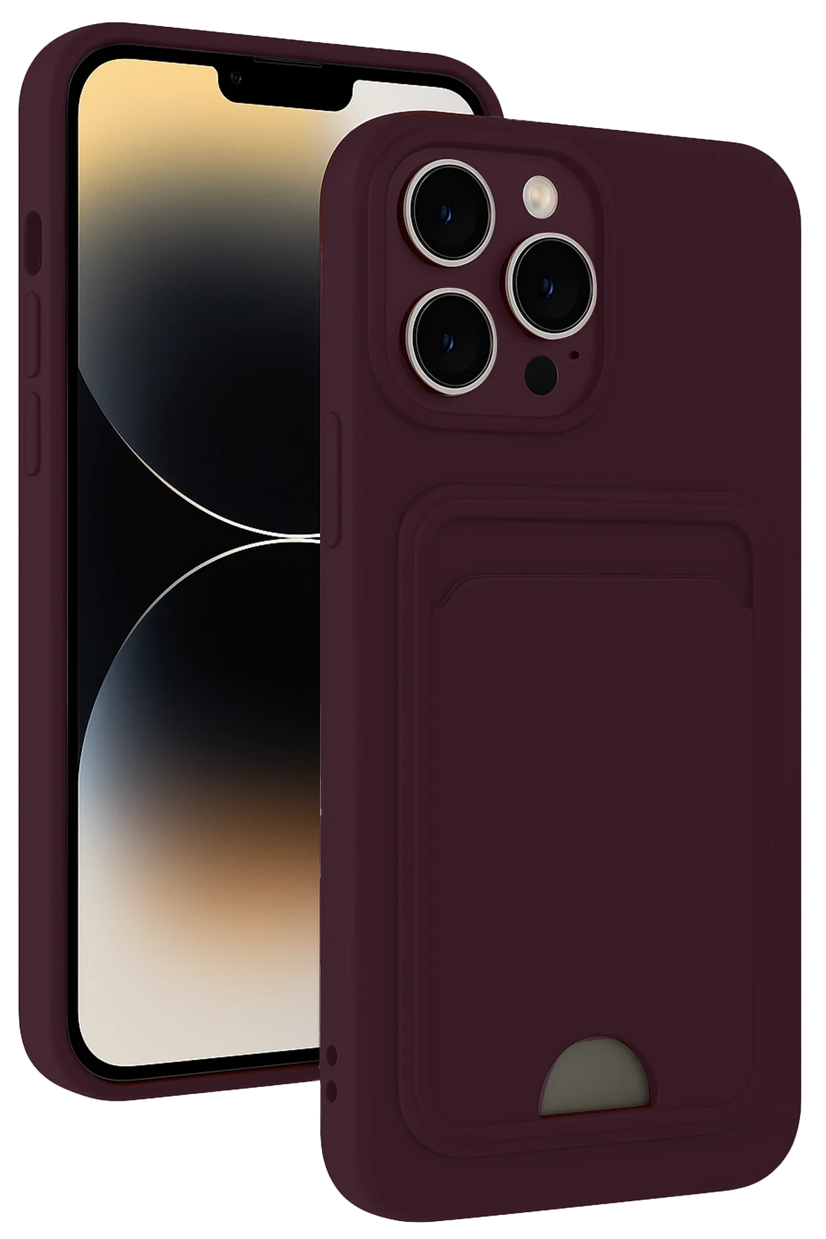 Newface Apple iPhone 13 Pro Max Kılıf Kelvin Kartvizitli Silikon - Derin Mor