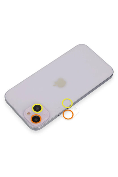 Newface Apple iPhone 13 Renkli Kamera Lens Koruma Cam - Sarı-Turuncu