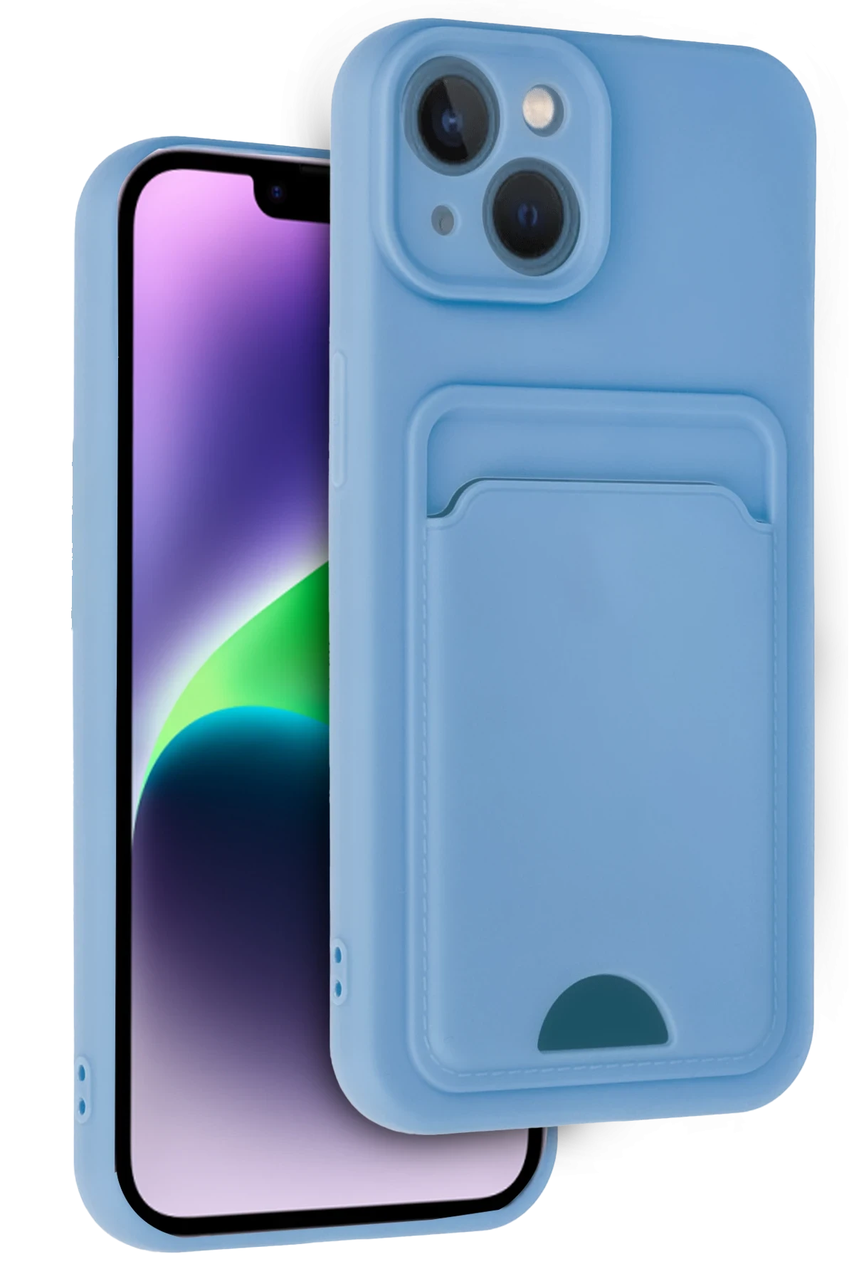 Newface Apple iPhone 14 Kılıf Kelvin Kartvizitli Silikon - Mavi