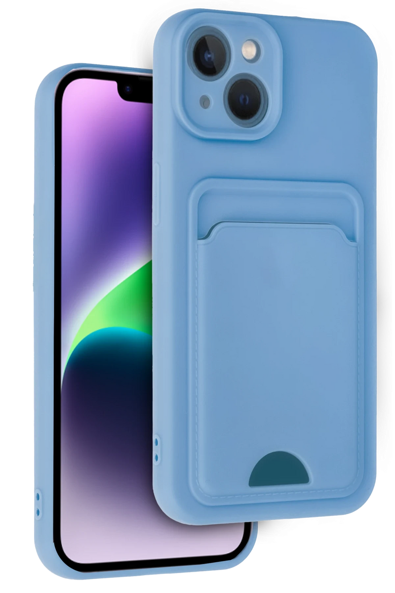 Newface Apple iPhone 14 Kılıf Kelvin Kartvizitli Silikon - Mavi