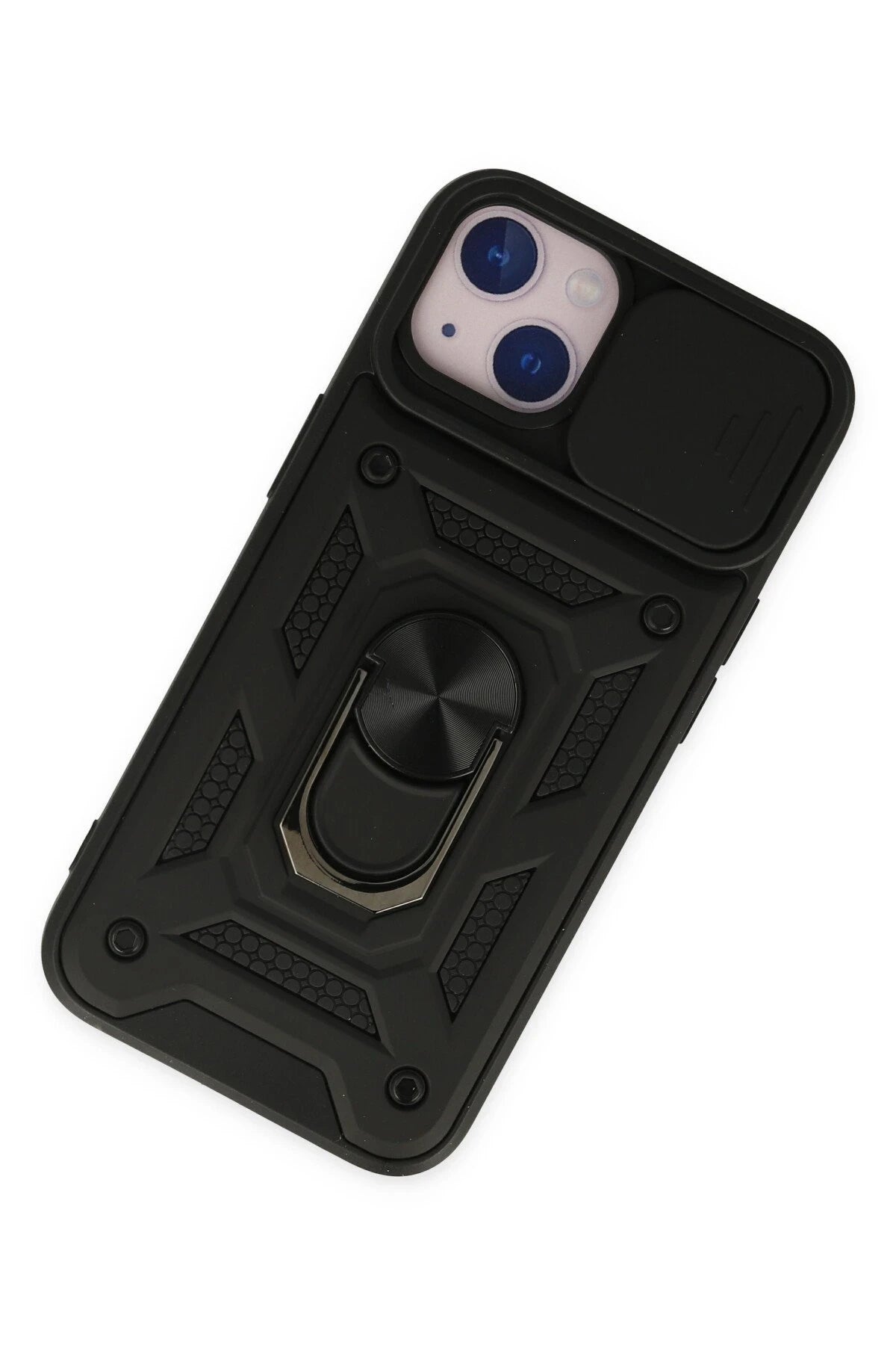 Newface Apple iPhone 14 Kılıf Pars Lens Yüzüklü Silikon - Siyah