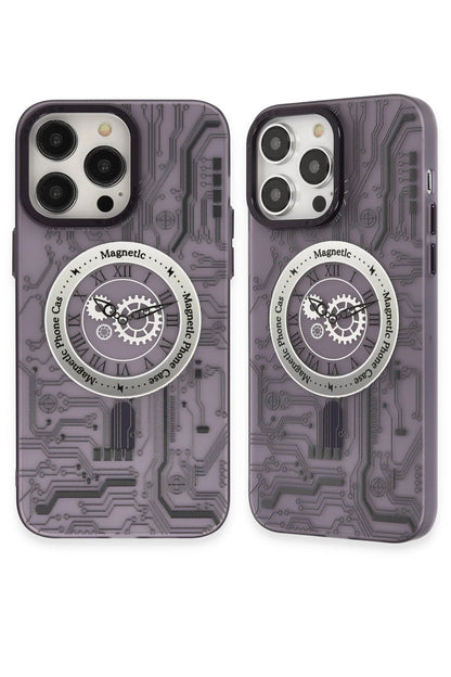 Newface Apple iPhone 14 Pro Kılıf Apollo Magneticsafe Desenli Kapak - Apollo Mor - 5