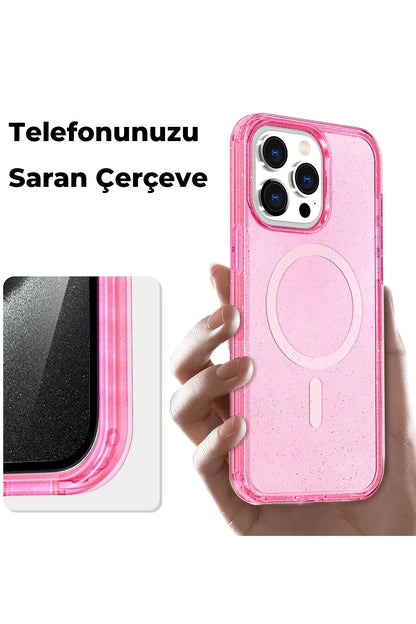Newface Apple iPhone 14 Pro Kılıf Star Magsafe Kapak - Siyah