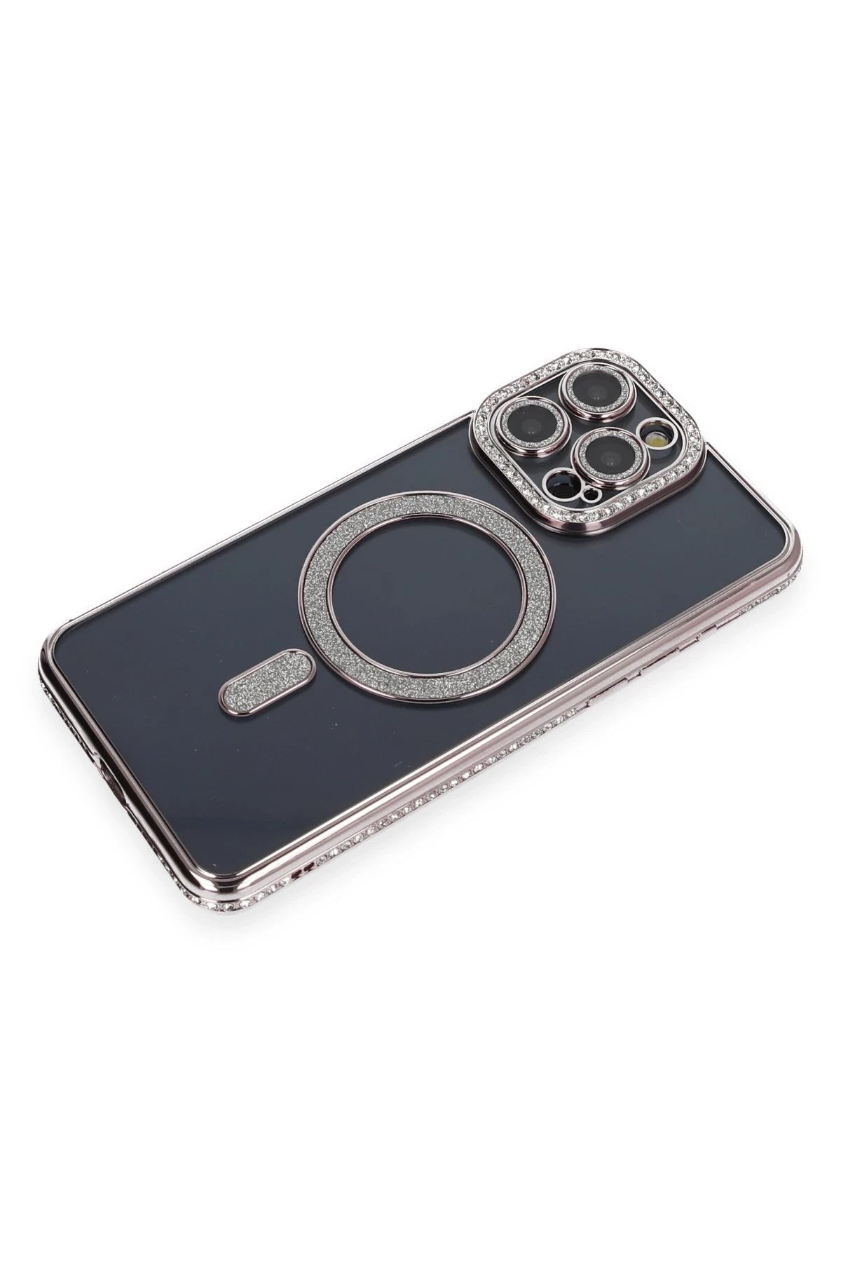 Newface Apple iPhone 14 Pro Kılıf Joke Simli Magneticsafe Kılıf - Gri