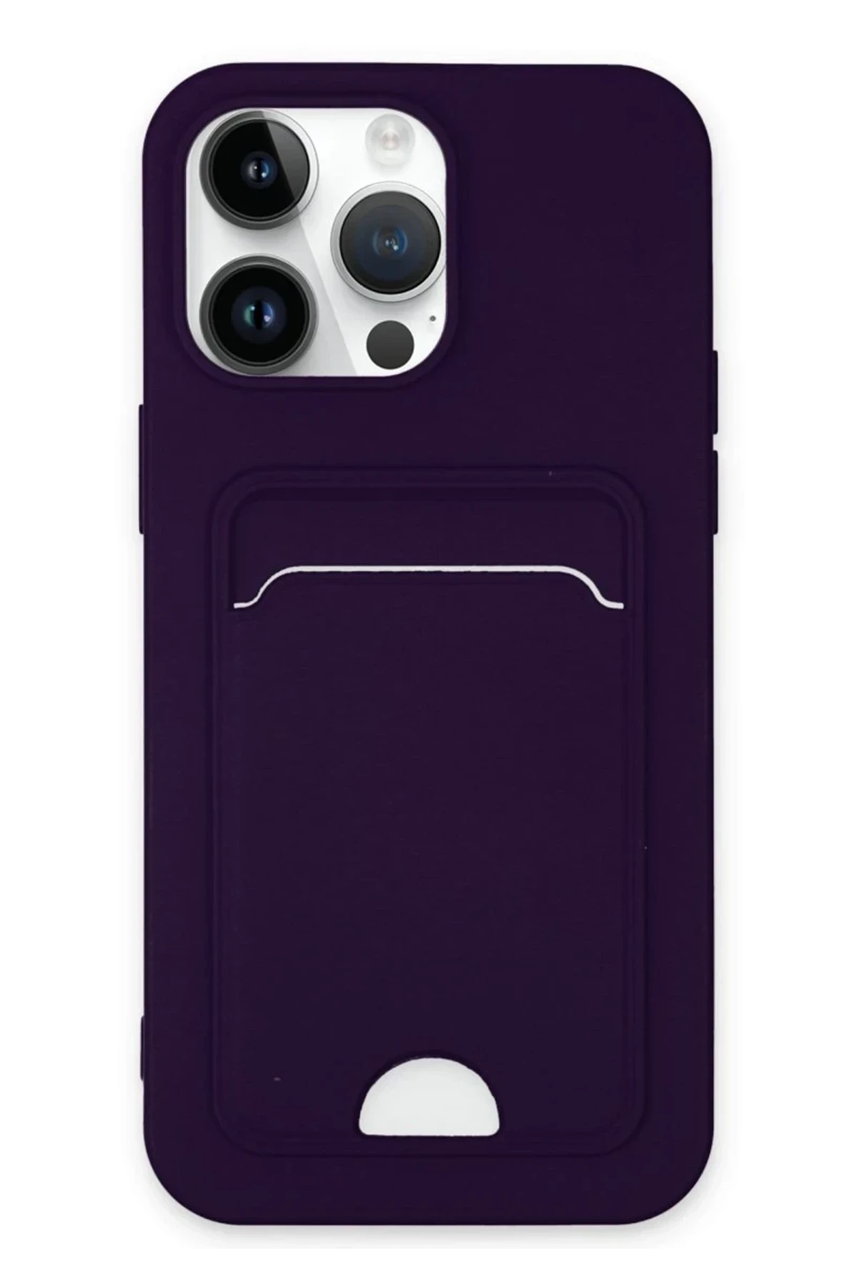 Newface Apple iPhone 14 Pro Kılıf Kelvin Kartvizitli Silikon - Derin Mor