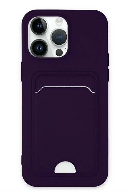 Newface Apple iPhone 14 Pro Kılıf Kelvin Kartvizitli Silikon - Derin Mor
