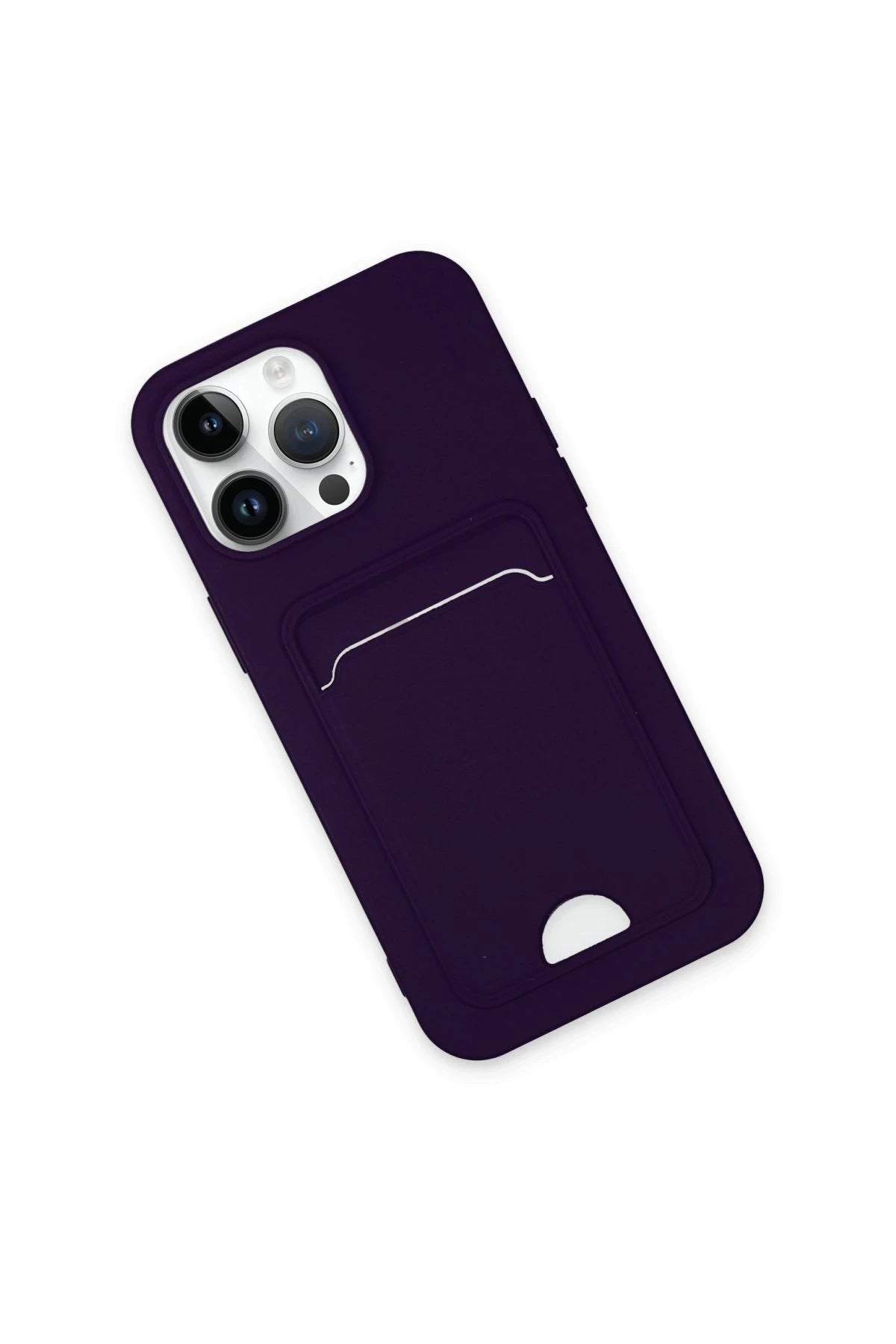 Newface Apple iPhone 14 Pro Max Kılıf Kelvin Kartvizitli Silikon - Derin Mor