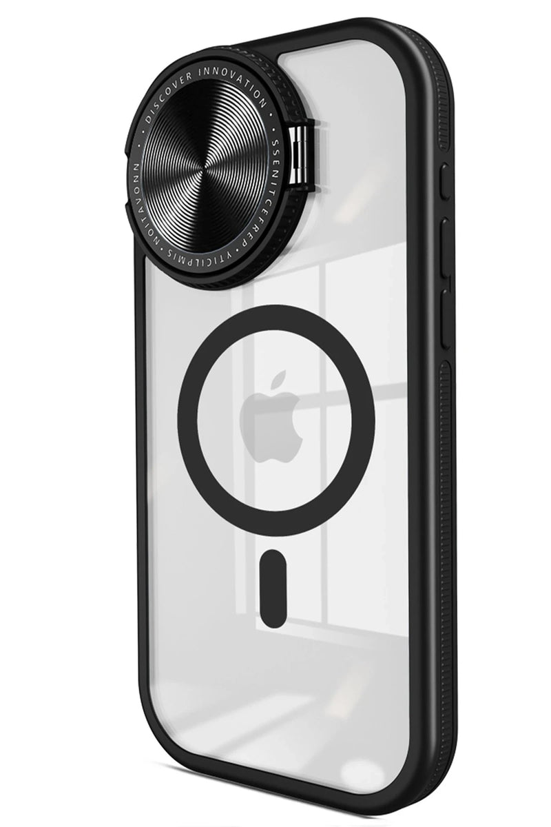 Newface Apple iPhone 15 Pro Kılıf Teleskop Lens Magsafe Silikon Kapak - Siyah