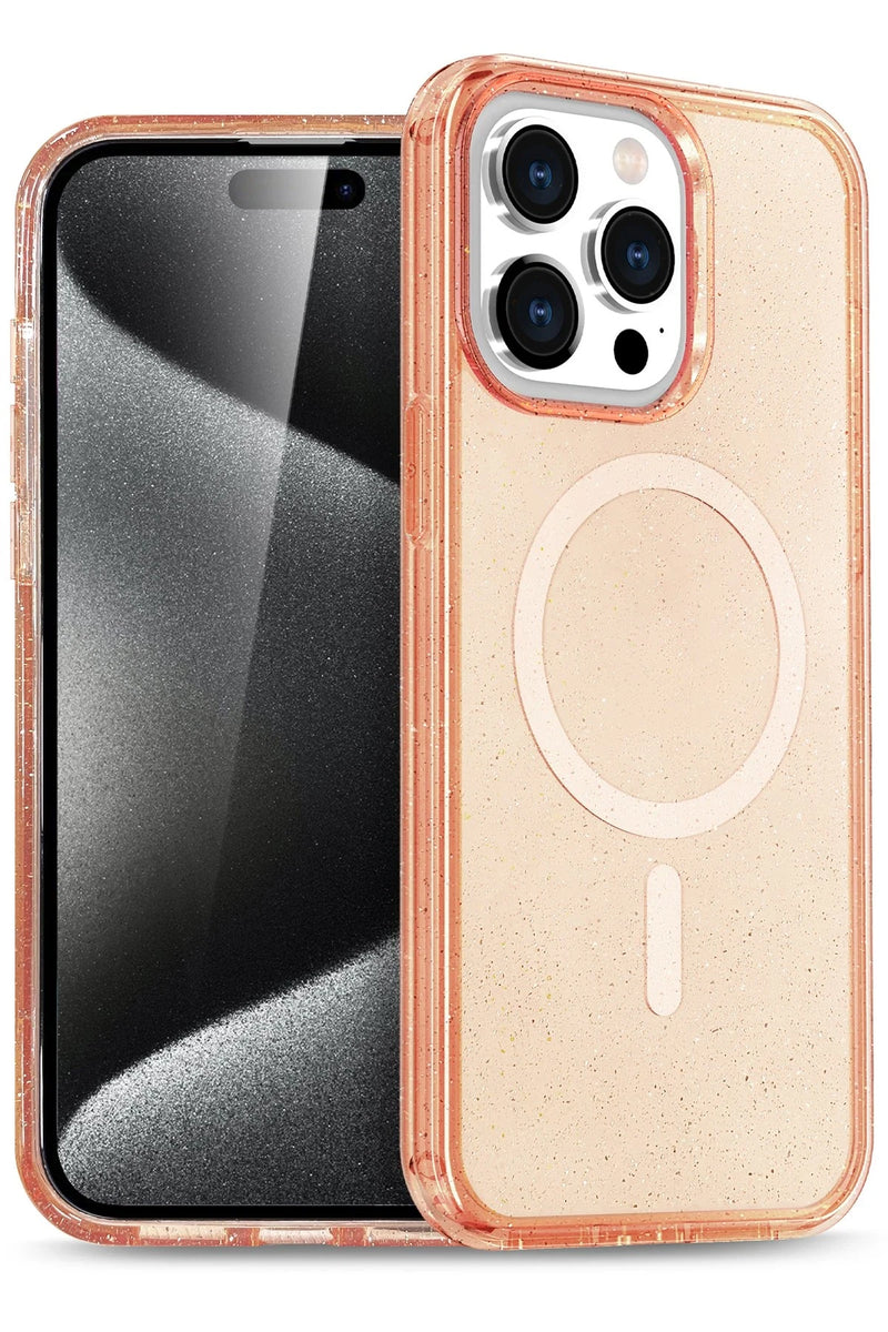 Newface Apple iPhone 15 Pro Max Kılıf Star Magsafe Kapak - Turuncu