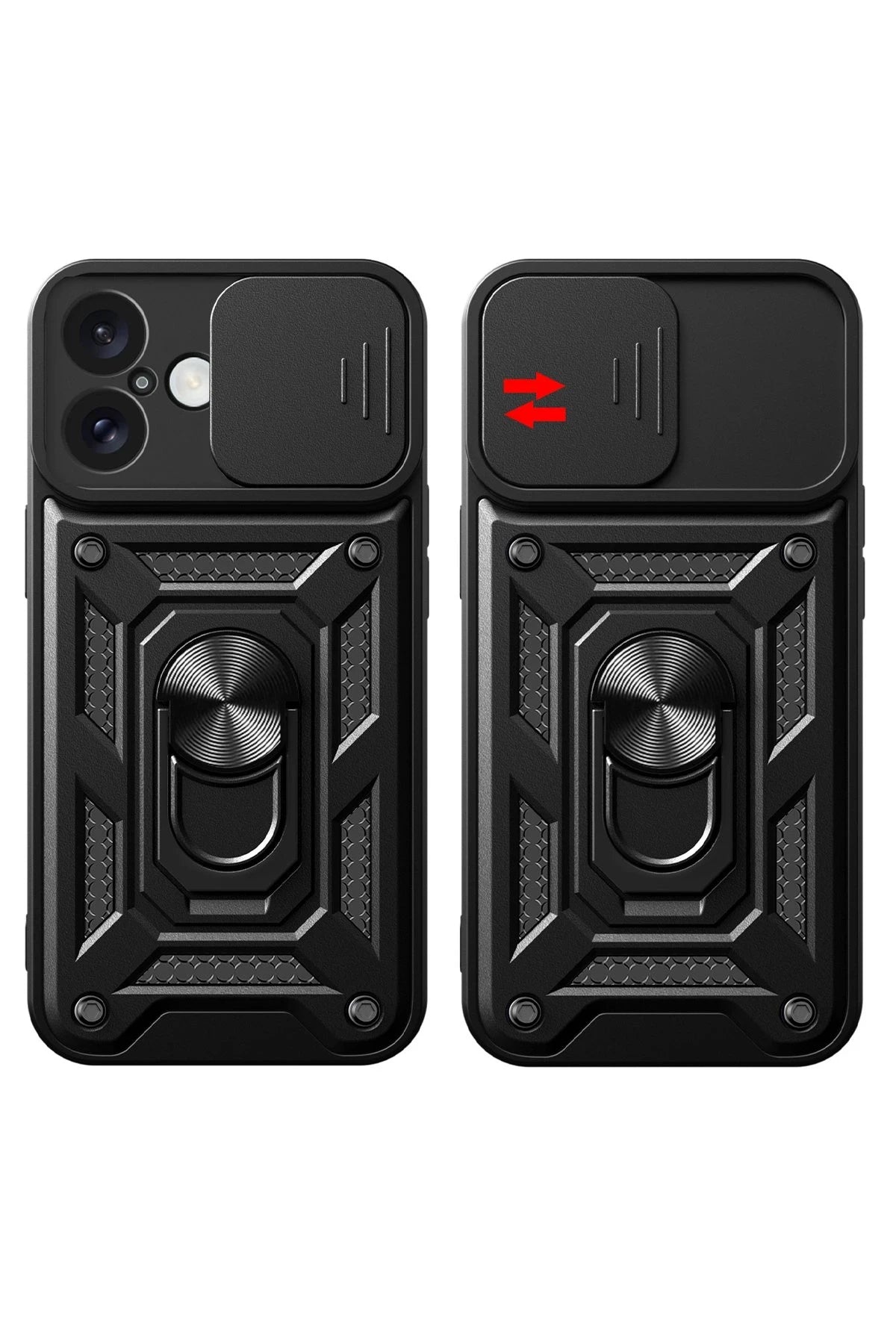 Newface Apple iPhone 16 Kılıf Pars Lens Yüzüklü Silikon - Siyah