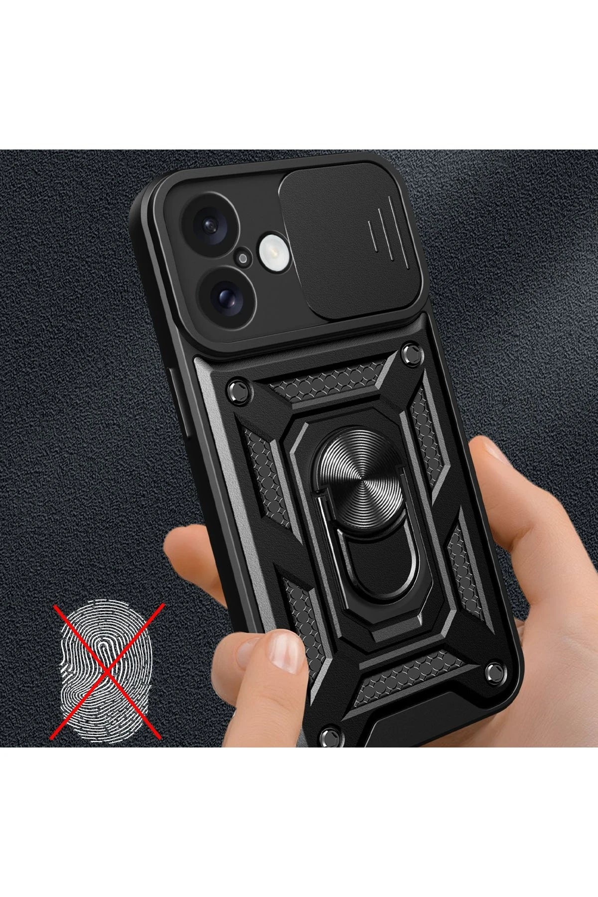 Newface Apple iPhone 16 Kılıf Pars Lens Yüzüklü Silikon - Siyah