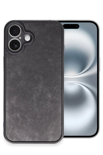 Newface Apple iPhone 16 Plus Kılıf Aras Deri Kapak - Siyah