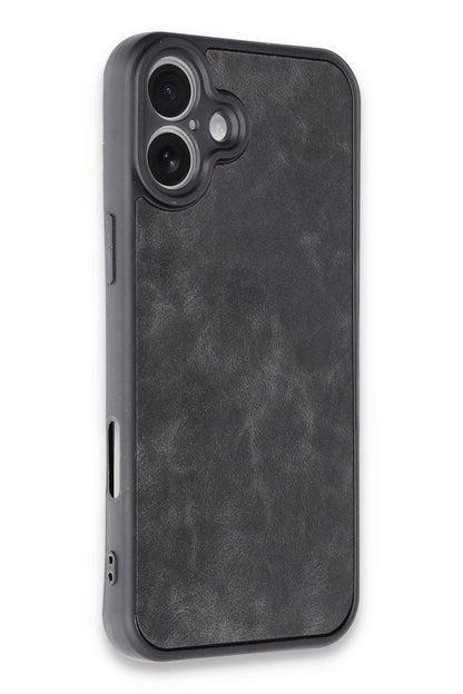 Newface Apple iPhone 16 Plus Kılıf Aras Deri Kapak - Siyah